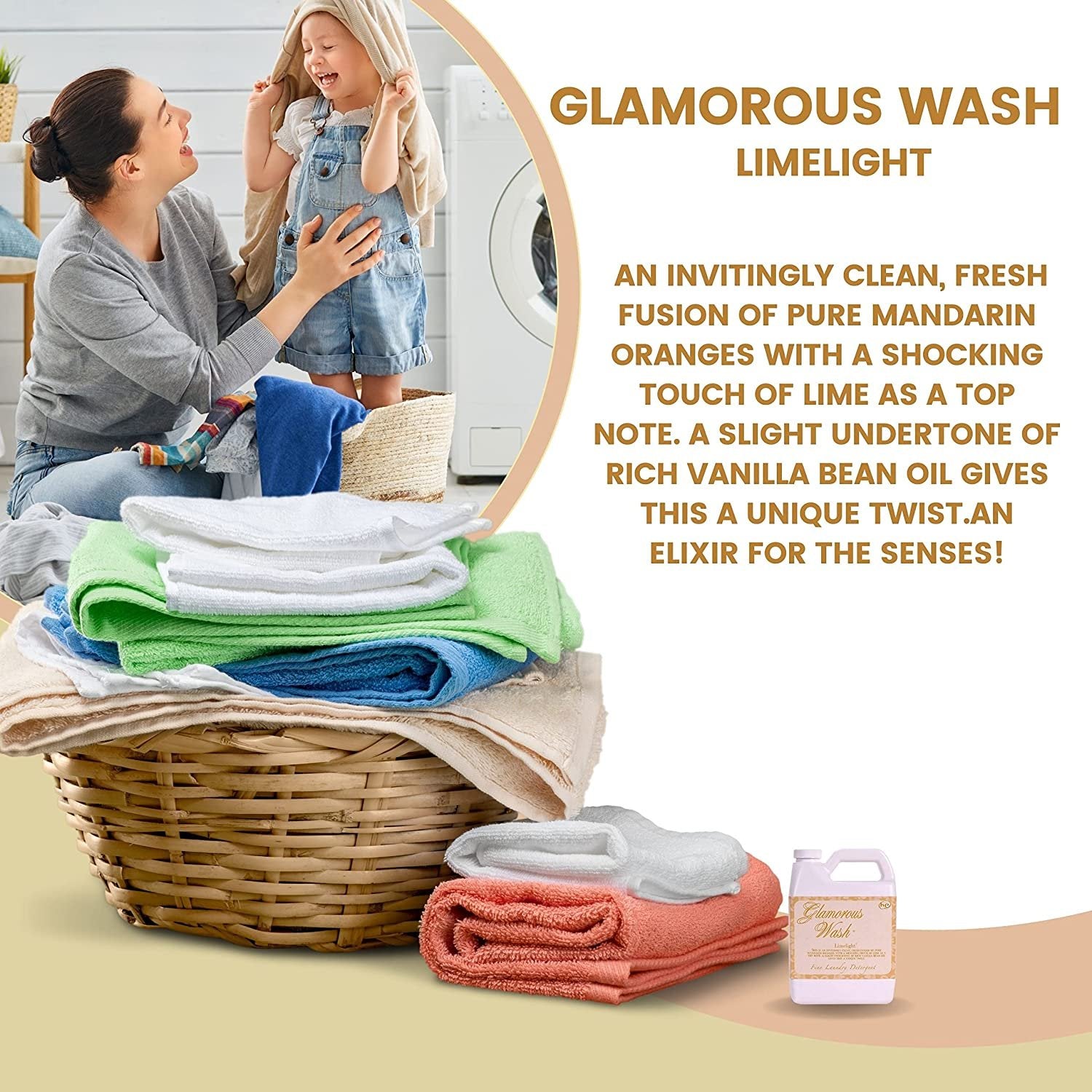 Tyler Candle Company Glamorous Wash Limelight Scent Fine Laundry Liquid Detergent - Liquid Laundry Detergent for Clothing - Hand and Machine Washable - 32 oz, 907-gram Container with Bonus Key Chain