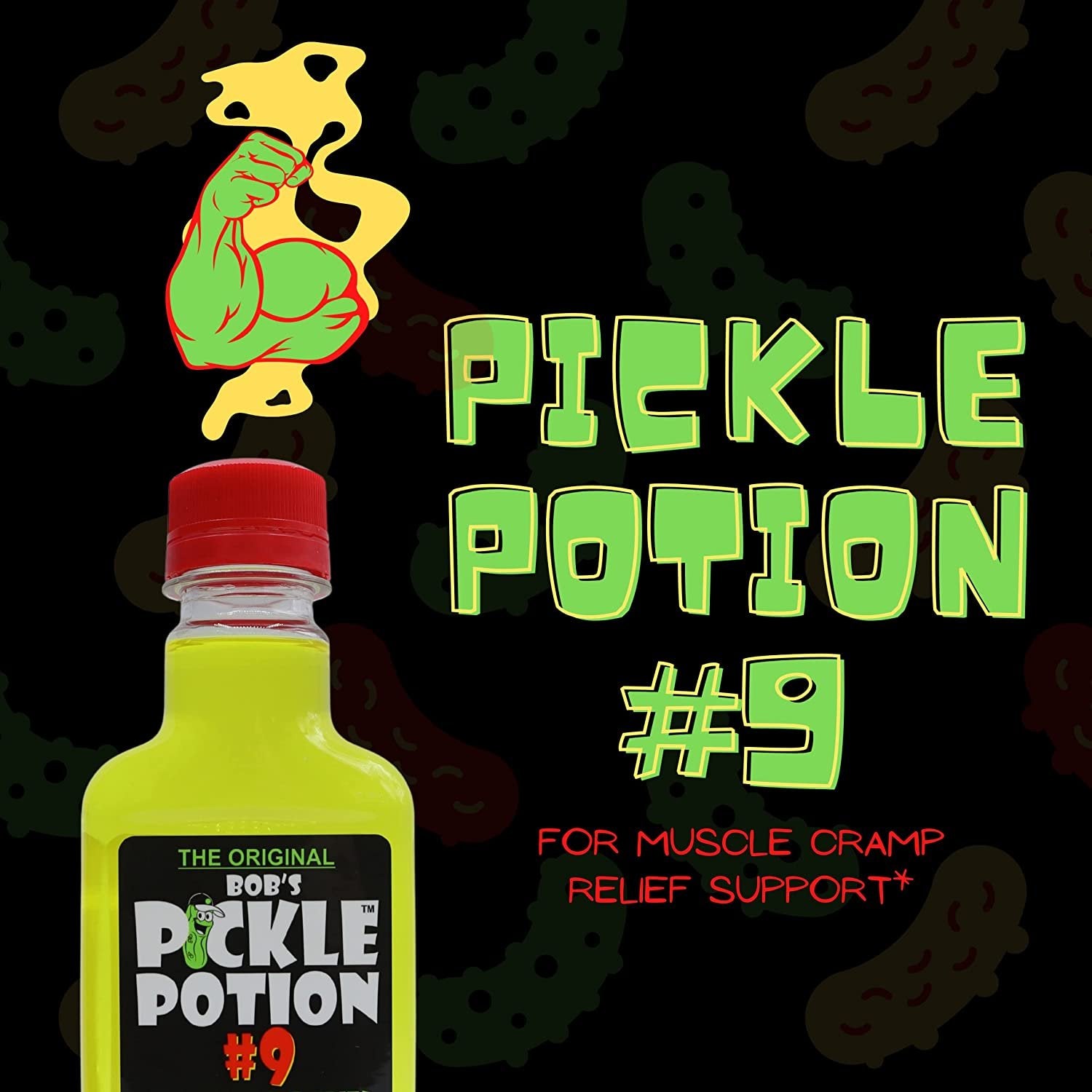 Bob's Pickle Potion 9 Sports Drinks - Electrolyte Drink for Pre Workout or Post Workout - Prime Hydration Drink for Leg Cramp Relief - 6.3 Oz 187ml Individual Pickle Juice Bottle with Bonus Key Chain
