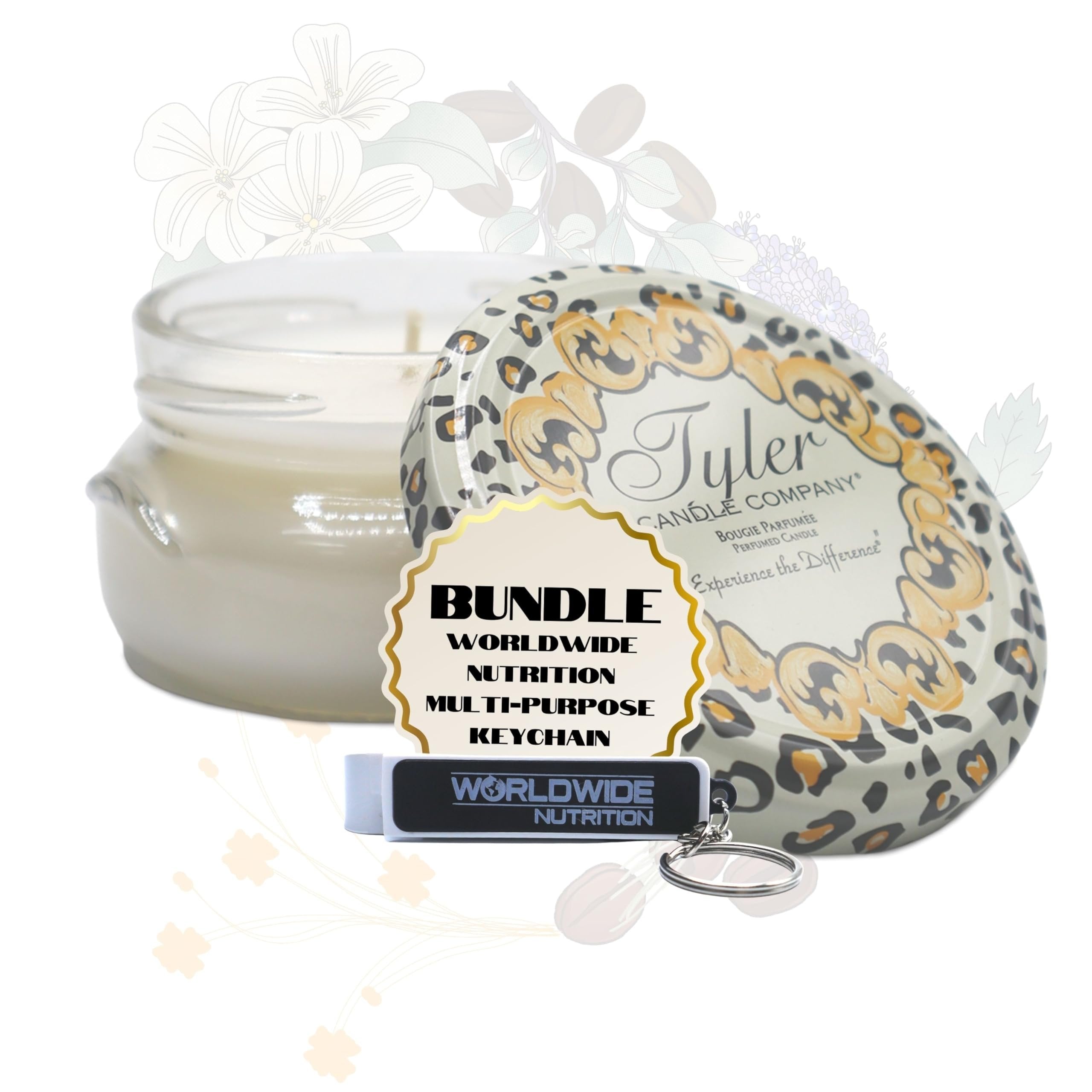 Tyler Candle Company Wishlist Candles - Luxuriously Fall Scented Candle with Essential Oils - 3.4 oz Extra Large White Candle and Multi-Purpose Key Chain