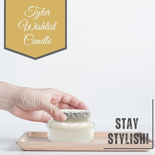 Tyler Candle Company Wishlist Candles - Luxuriously Fall Scented Candle with Essential Oils - 11 oz Extra Large White Candle and Multi-Purpose Key Chain