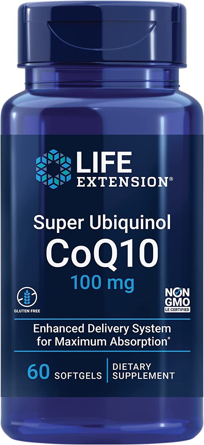 Life Extension Super Ubiquinol CoQ10 100 mg – For Heart Health & Anti-Aging - Cholesterol & Energy Management Supplement – Coenzyme Q10 for Organs - Gluten-Free, Non-GMO – 60 Softgels