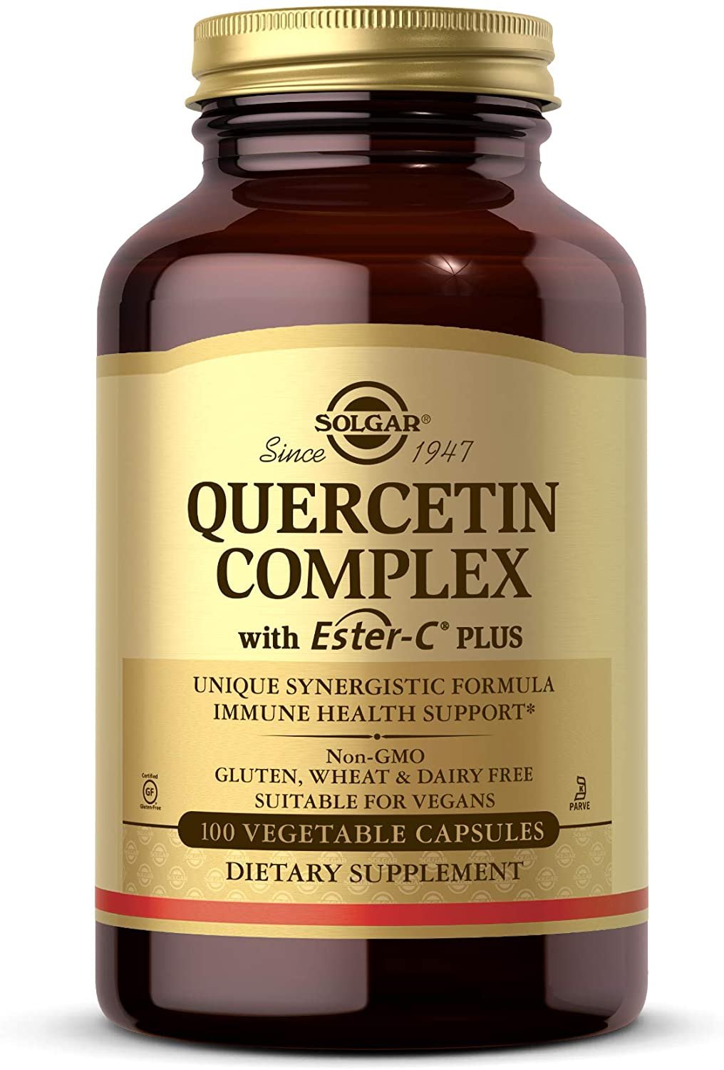 Solgar Quercetin Complex with Ester-C Plus, 100 Vegetable Capsules - Supports Immune Health, Antioxidant - Gentle on the Stomach Vitamin C - Non-GMO, Vegan, Gluten Free, Dairy Free - 50 Servings