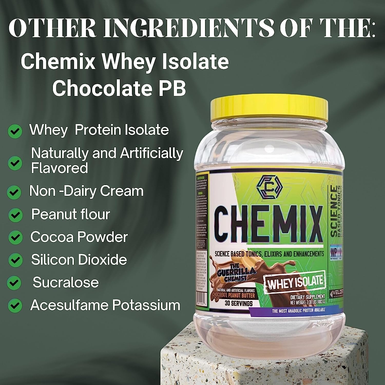 Chemix Whey Protein Isolate Chocolate Peanut Butter Flavor- Pure Whey Protein Powder 2Lb (30 Servings) - with Bonus worldwidenutrition Multi Purpose Key Chain