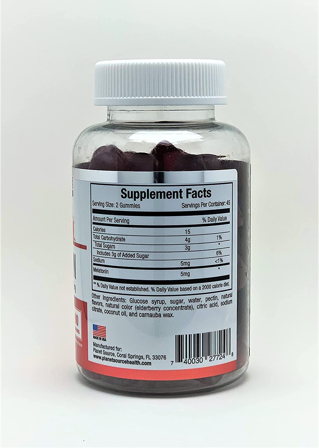 Planet Source Melatonin 5 mg 90 (Gelatin Free) Fast Dissolve Gummies, Helps You Fall Asleep Faster, Stay Asleep Longer, Easy to Take, Strengthen Immune System, Great Strawberry Flavor,