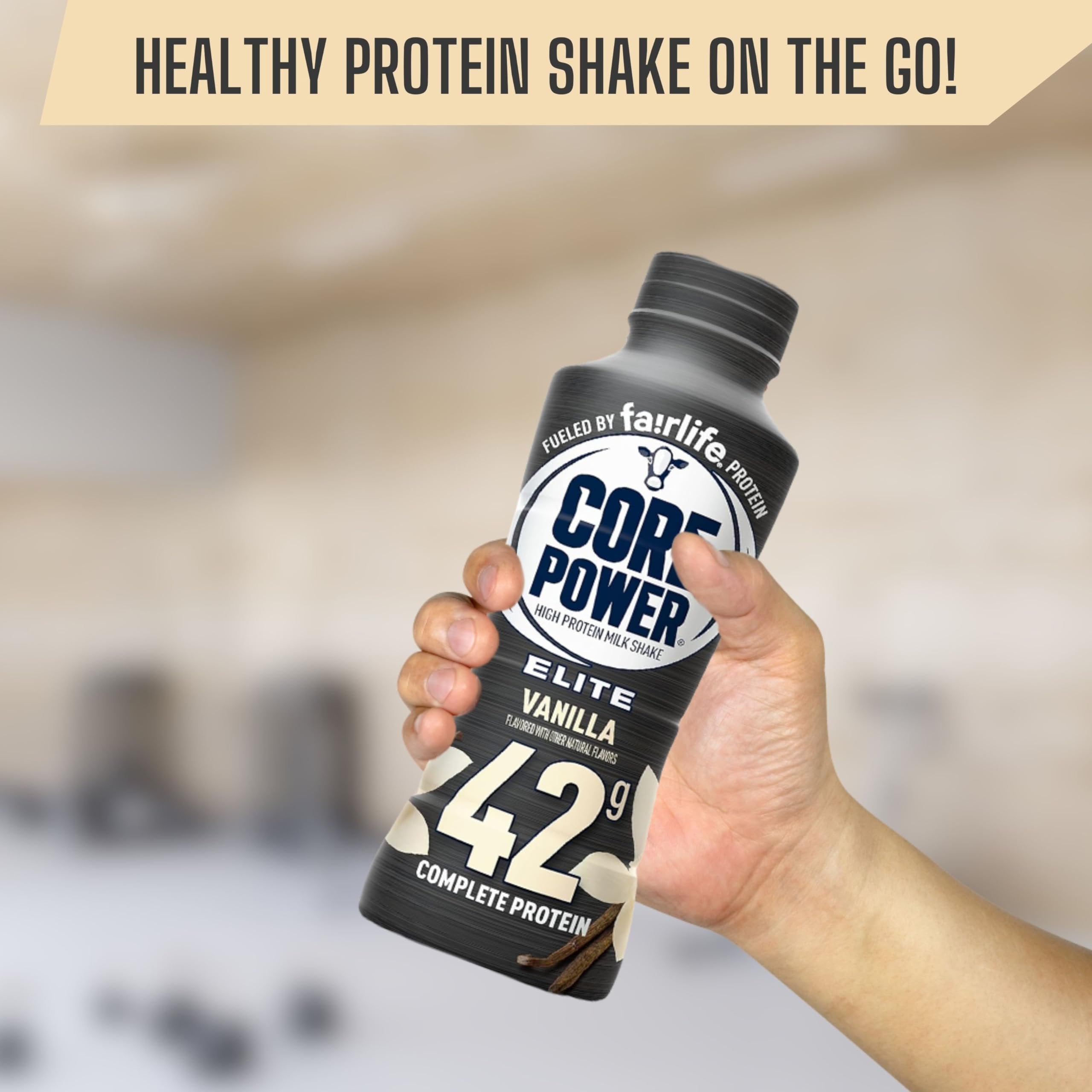Core Power Fairlife Elite 42g High Protein Milk Shake - Kosher, Vanilla Flavor Protein Shake for Workout Recovery - 14 Fl Oz (Pack of 12) & Multi-Purpose Key Chain