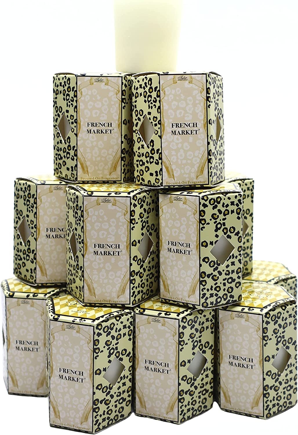 Tyler Candle Company, French Market Superior Votive Candles, Ultimate Aromatherapy Experience, Luxury Scented Candle with Essential Oils, Case of 16 Tyler Small Candles, 2 oz and 15 Hr Burn Time Each