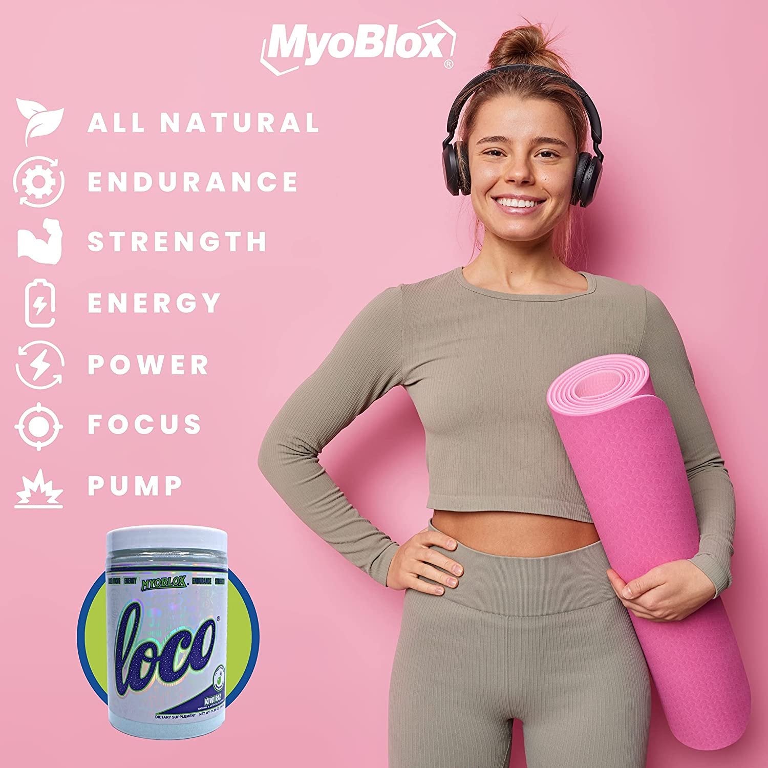 MyoBlox Loco Kiwi Raz Pre Workout - Preworkout for Men & Women | Workout Energy Drink for Energy, Focus, & Intensity | 40 Servings of Sports Nutrition w Worldwide Nutrition Multi Purpose Key Chain