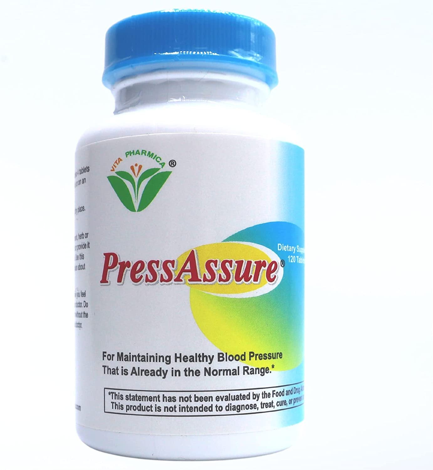 Vita Pharmica PressAssure Blood Pressure Supplements - 120 Count of Blood Pressure Tablets with Beta Carotene - USA Made, All Natural Vegan Safe Blood Pressure Support Supplement