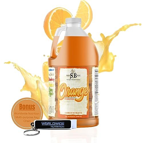 Specialty Blends Orange Flavored Syrup Cocktail Mixer Concentrate, Made with Organic Orange Flavor Syrups For Drinks, 1/2 Gallon (Pack of 1) - with Bonus Worldwide Nutrition Multi Purpose Key Chain