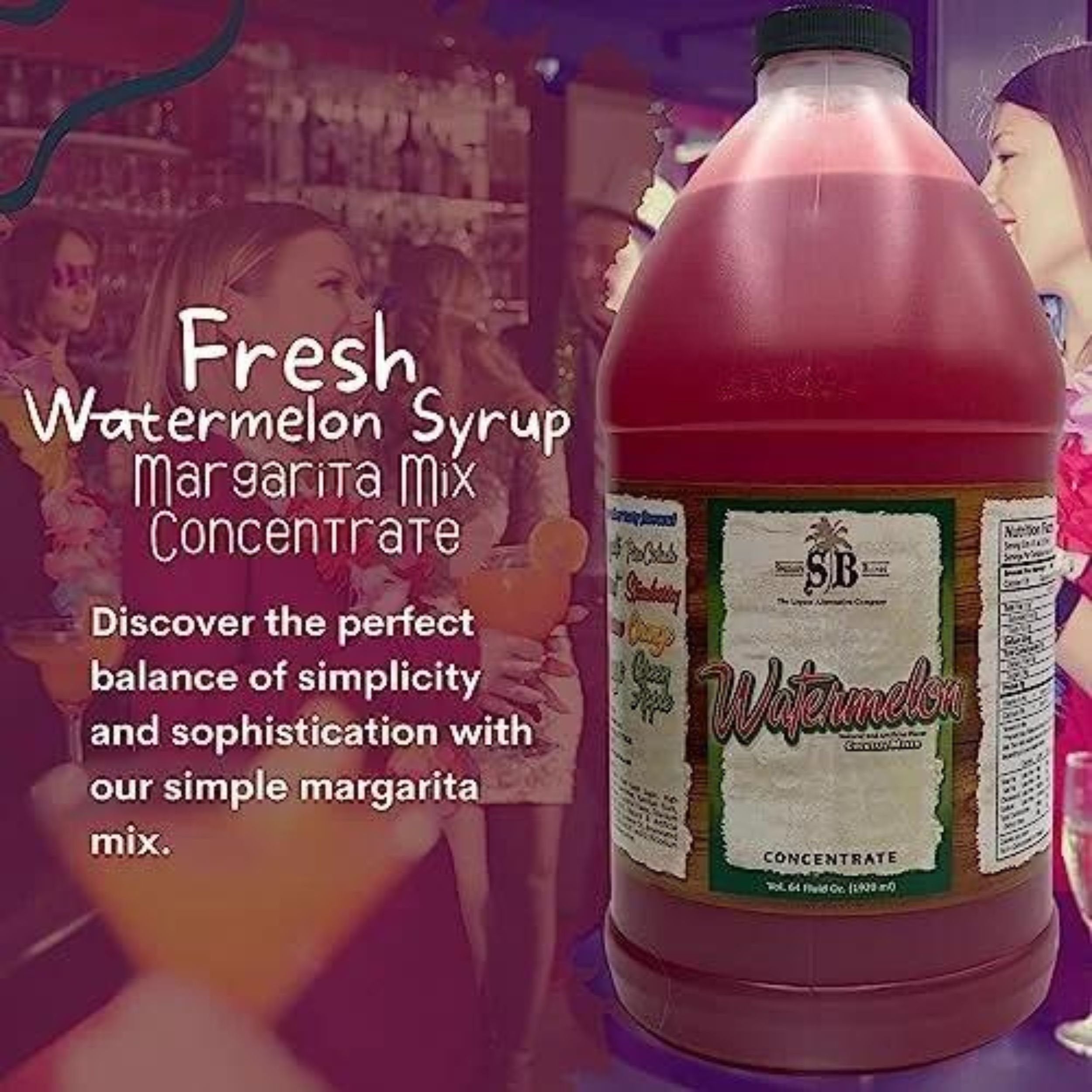 Specialty Blends Watermelon Syrup Margarita Mix Concentrate, Made with Organic Watermelon 1/2 Gallon Drink Mix (Pack of 1) - with Bonus Worldwide Nutrition Multi Purpose Key Chain