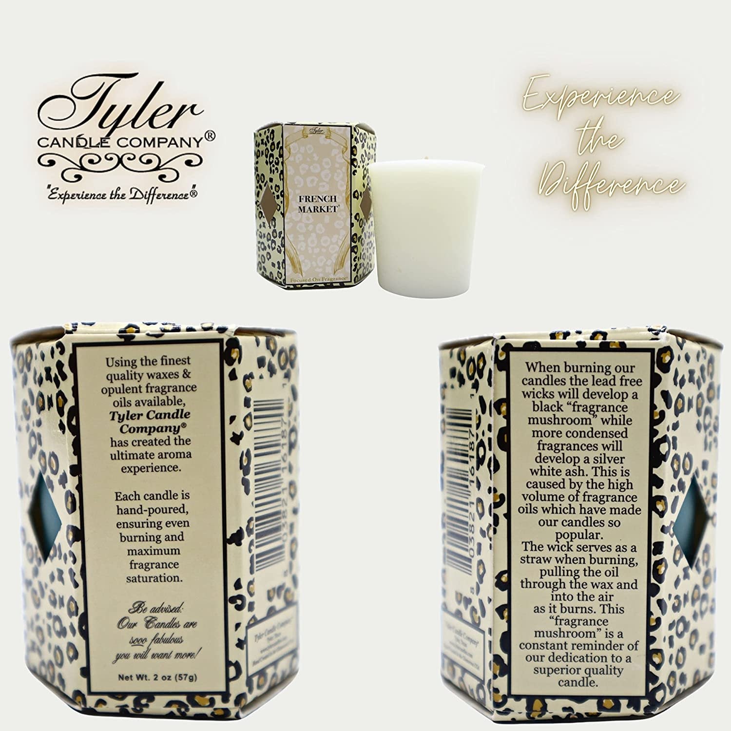 Tyler Candle Company, French Market Superior Votive Candles, Ultimate Aromatherapy Experience, Luxury Scented Candle with Essential Oils, Case of 16 Tyler Small Candles, 2 oz and 15 Hr Burn Time Each
