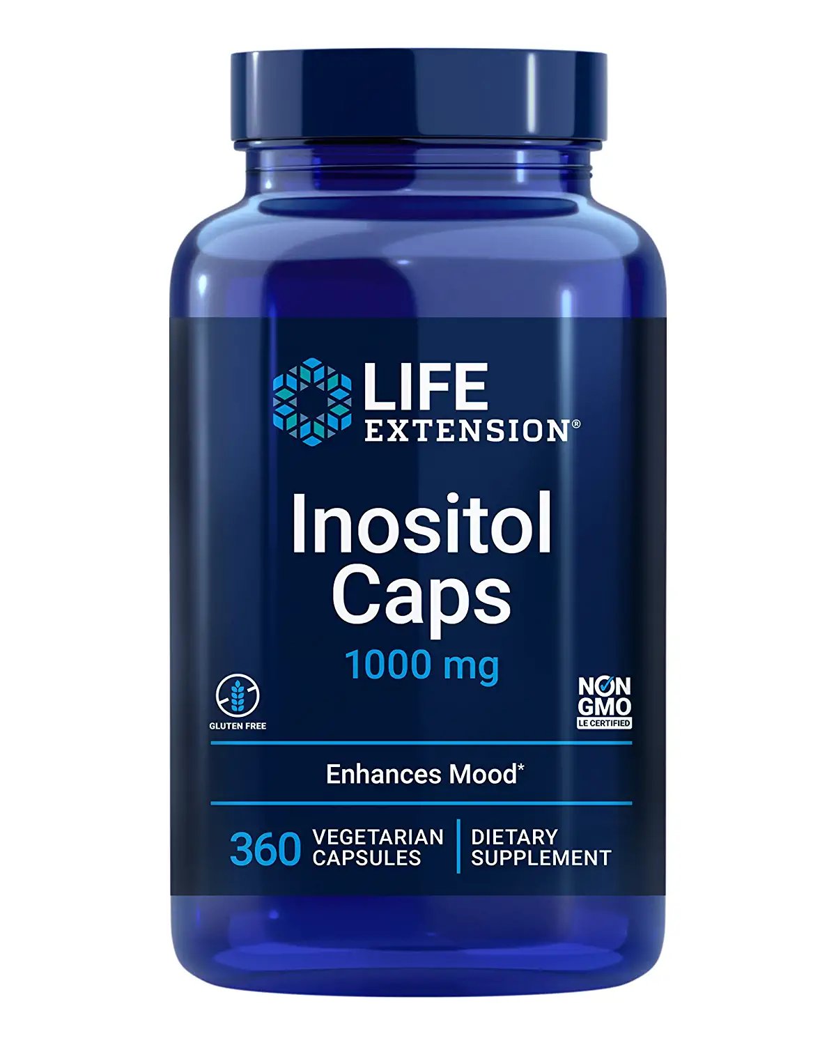 Life Extension Inositol Caps 1000 mg - Myo-inositol Supplement Pills - Gluten-Free, Non-GMO, Vegetarian - 360 Capsules