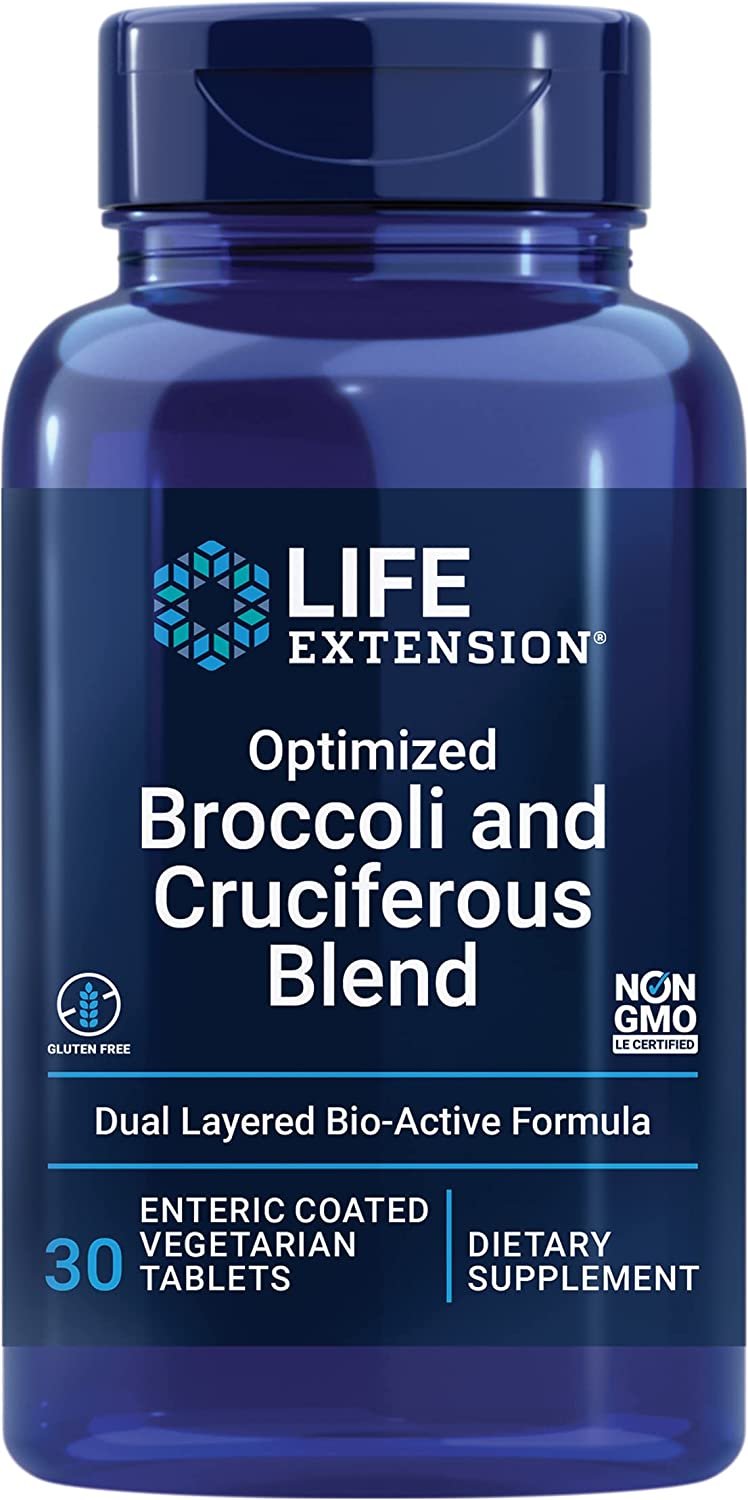 Life Extension Optimized Broccoli & Cruciferous Blend – Broccoli Seed, Rosemary, Cabbage Extract Green Vegetable Food Supplement Pills - Gluten-Free, Non-GMO, Vegetarian – 30 Tablets