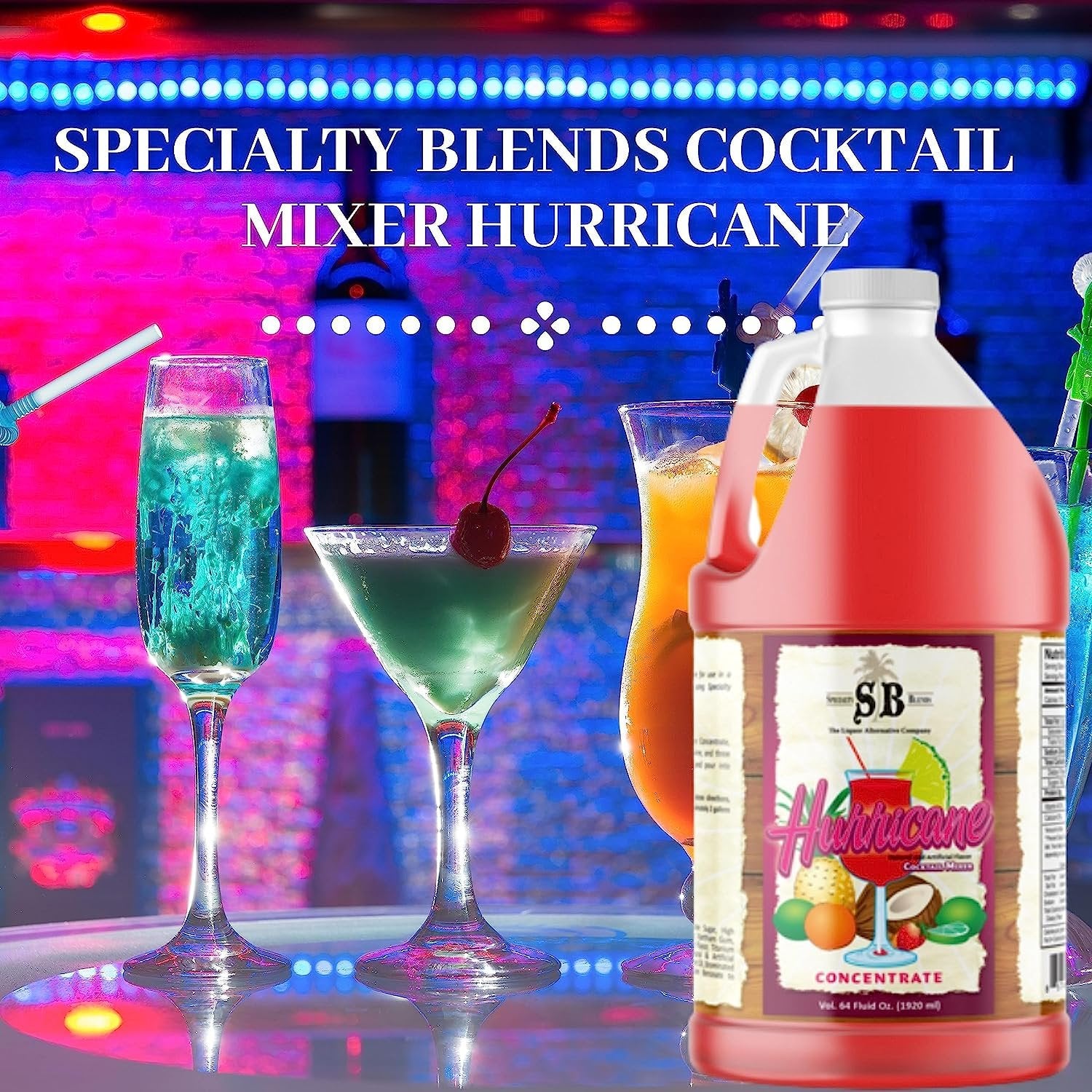 Specialty Blends Hurricane Flavored Syrup Cocktail Mixer Concentrate, Made with Hurricane Flavor Syrups For Drinks, 1/2 Gallon (Pack of 1) - with Bonus Worldwide Nutrition Multi Purpose Key Chain