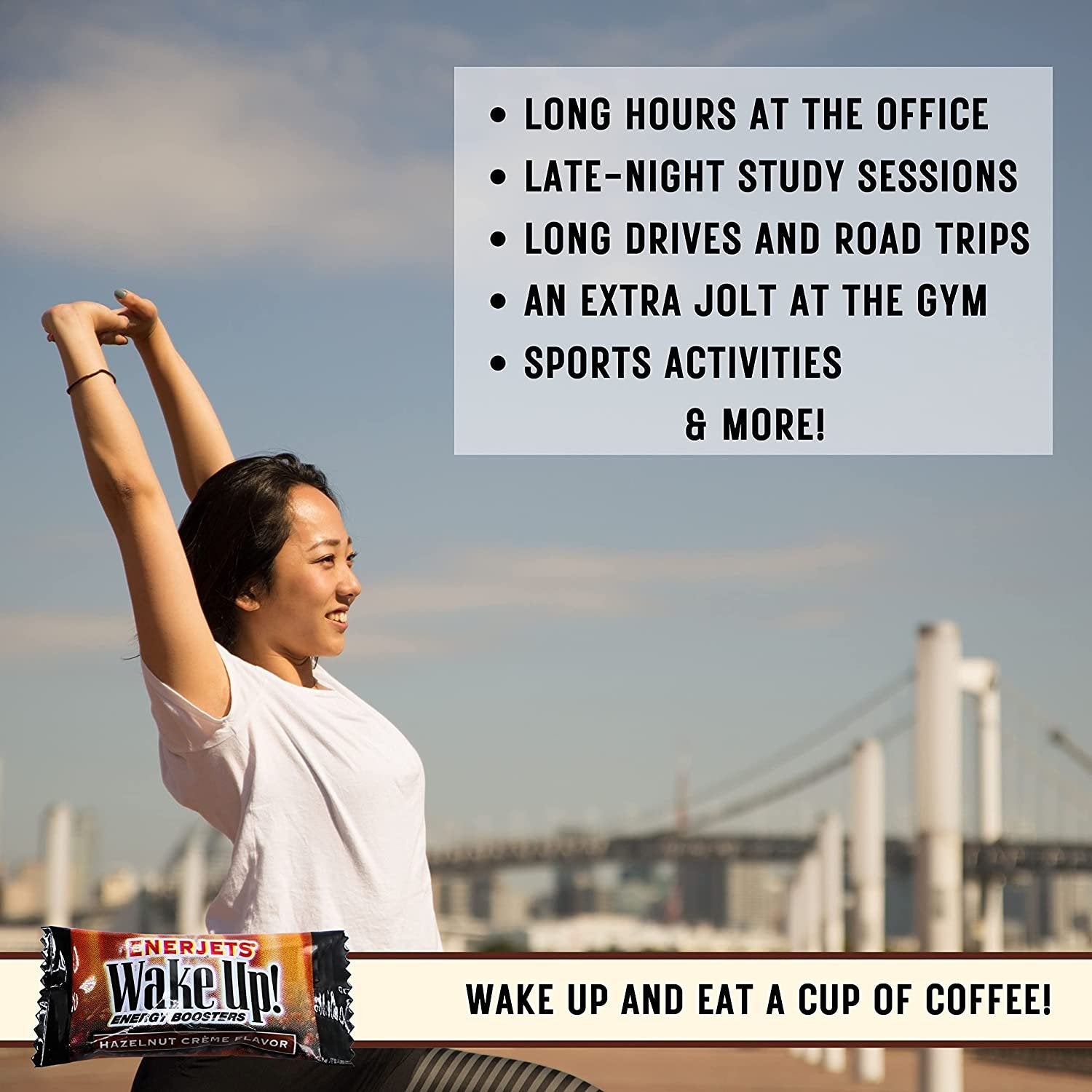 Enerjets Wake Up Energy Booster Caffeinated Drops - Instant Coffee Energy Supplements - Hazelnut Creme Flavor - Pack of 3, 12 Drops Per Package with Keychain