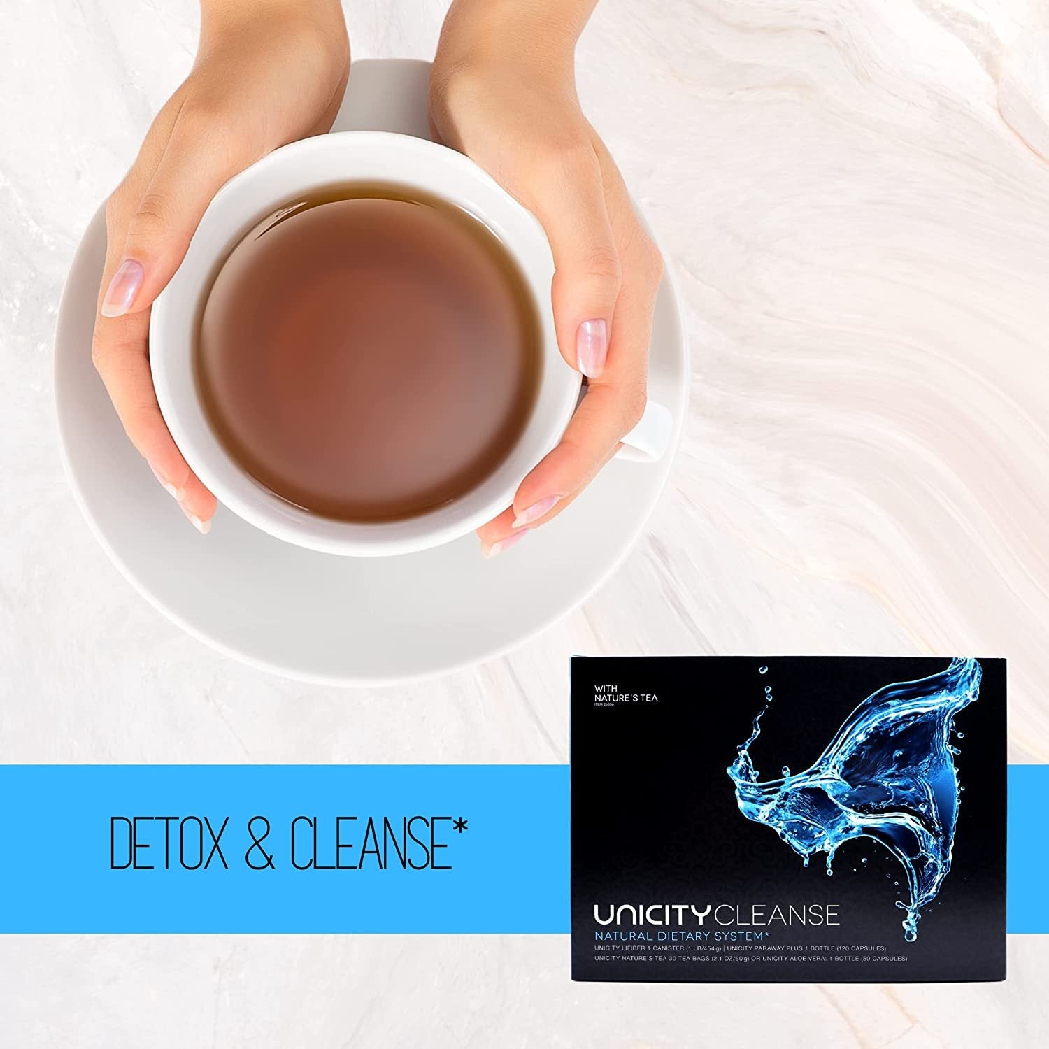 Unicity Cleanse with Nature's Tea Natural Dietary System - Healthy Detox Cleanse Kit of Unicity LiFiber Intestinal Cleanse, Paraway Plus Body Cleanse, and Nature's Tea Gastrointestinal Support