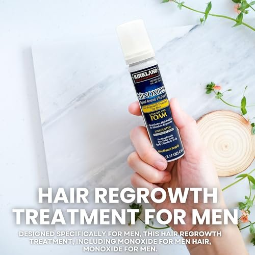 Worldwide Nutrition Bundle, 2 Items: KIRKLAND Minoxidil Topical Aerosol 5% Foam - Minoxidil For Men Hair Loss Regrowth Treatment - Monoxide for Men Hair - 2.11oz, 3 Counts with Multi-Purpose Key Chain