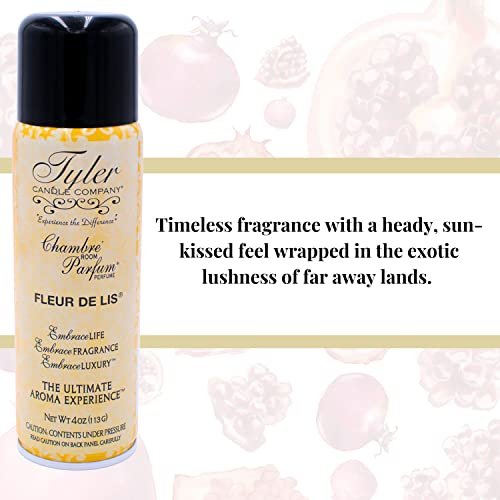 Tyler Candle Company Fleur De Lis Signature Fragrance Chambre Parfum - Luxury Scent Air Freshener Spray - Ultimate Aromatic Experience - Home Essentials - 3 Pack of 4 Oz Container with Bonus Key Chain