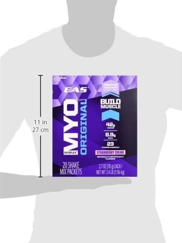 EAS Myoplex Original Protein Shake Mix Packets, Strawberry Cream, 2.7 oz packets, 20 servings