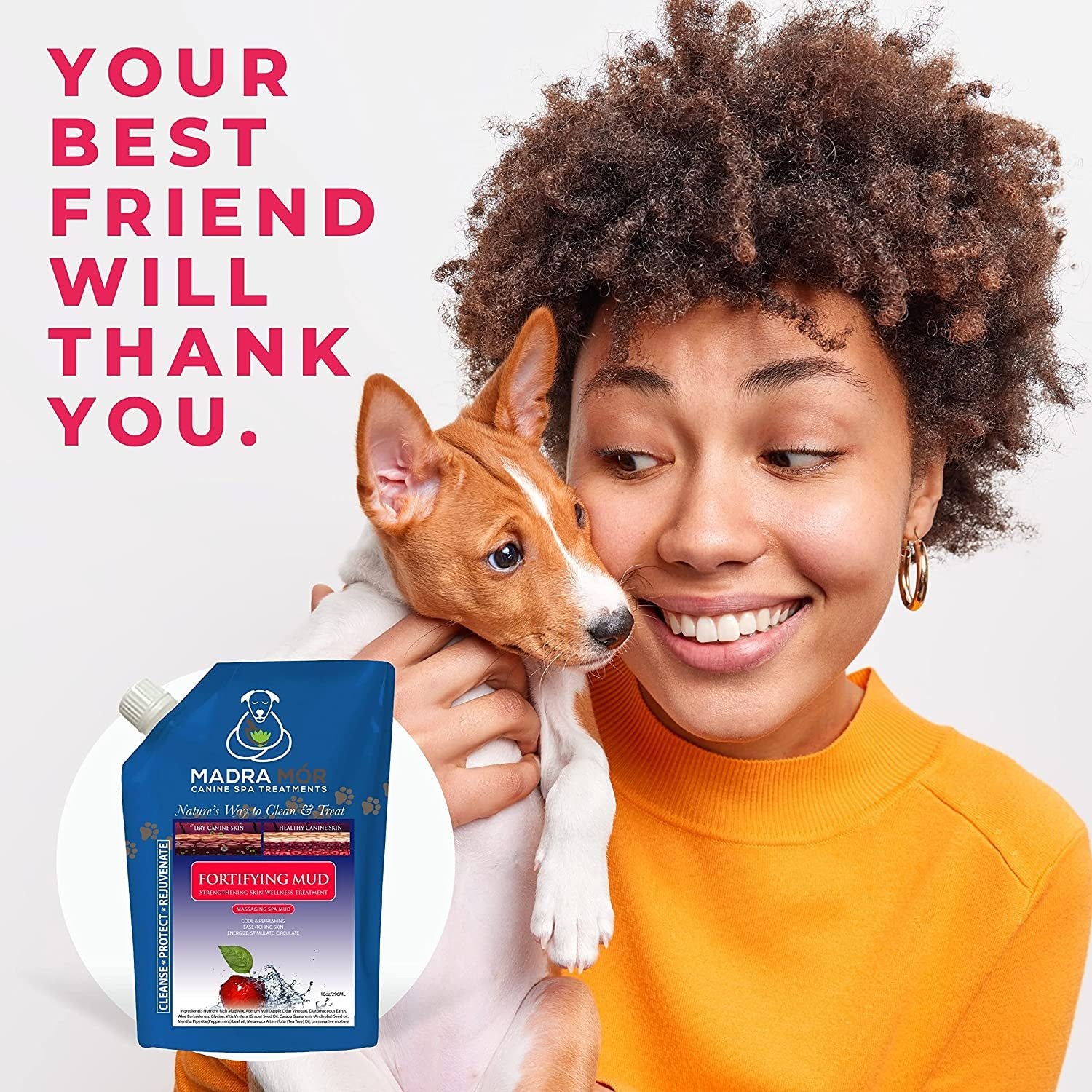 Madra Mor Dog Essentials Fortifying Spa Mud | Dog Wash | Dog Grooming | Dry Skin for Dogs Treatment | Dog Bath | Dog Coat Skin Care Products | 10oz Pouch w Worldwide Nutrition Multi Purpose Key Chain