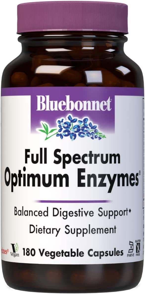 BlueBonnet Full Spectrum Optimum Enzymes Vegetarian Capsules, 180 Count