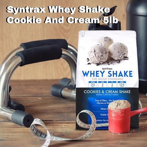 Syntrax Bundle, 2 Items Whey Shake Cookies & Cream Shake Native Grass-Fed Wholesome Denatured Whey Protein Concentrate with Glutamine Peptides 5 Pounds with Worldwide Nutrition Keychain