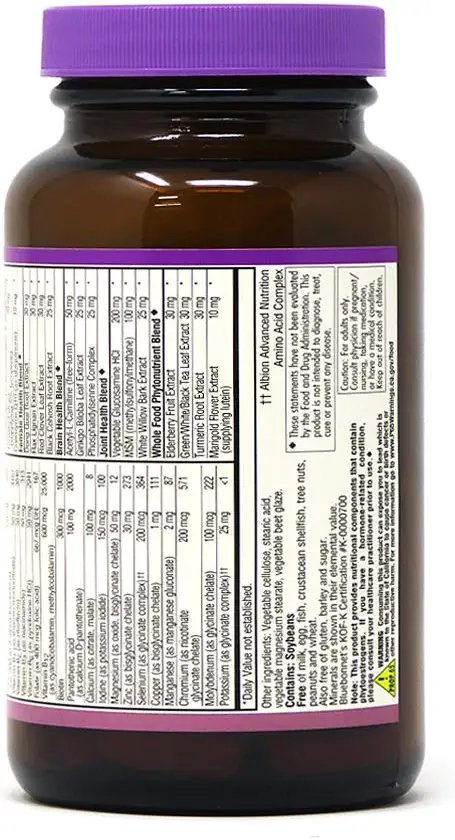 Bluebonnet Nutrition Age-Less Choice Whole Food-Based Multiple for Women 50+, Iron, Dairy & Gluten-Free, Kosher Certified, Vegetarian Friendly, Pink/Purple, 90 Count