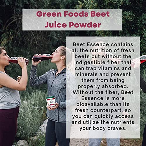 Green Foods - Organic Beet Essence Juice Powder- Nitric Oxide Super Food, Wholefood Antioxidant, Natural Pre Workout, Energy, Endurance, Detox, Heart Health 5.3oz (30 Servings) with Bonus Key Chain