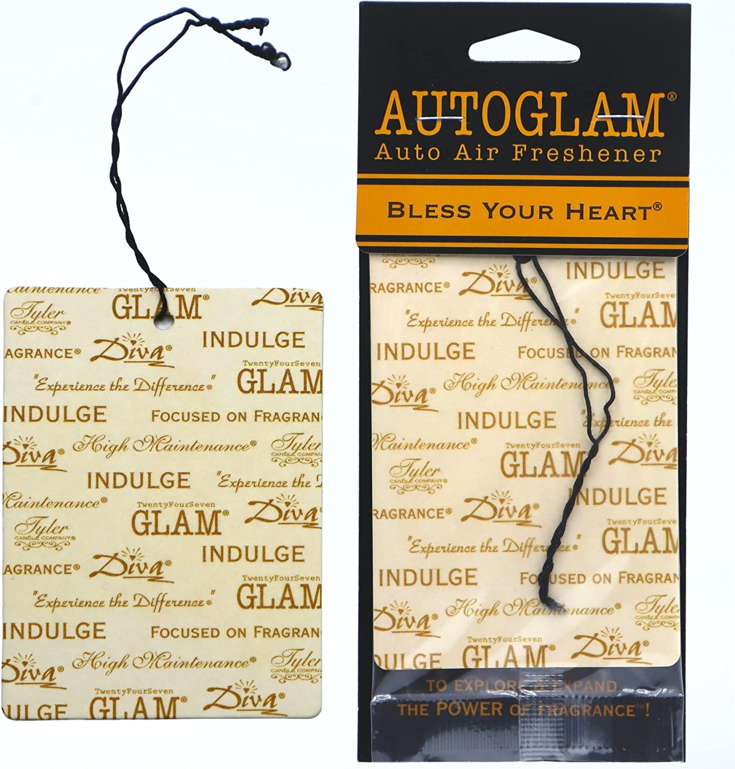 Tyler Candle Company AutoGlam Bless Your Heart Scented Car Air Fresheners - Luxurious Cotton Candy Scented Hanging Air Freshener for Fresh Car Scent and Car Decor - Small Space Air Freshener - Pack of 3