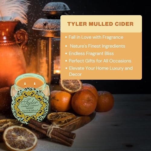 Tyler Candle Company Mulled Cider Candles - Luxuriously Fall Scented Candle with Essential Oils - 11 oz Extra Large Candle & Multi-Purpose Key Chain