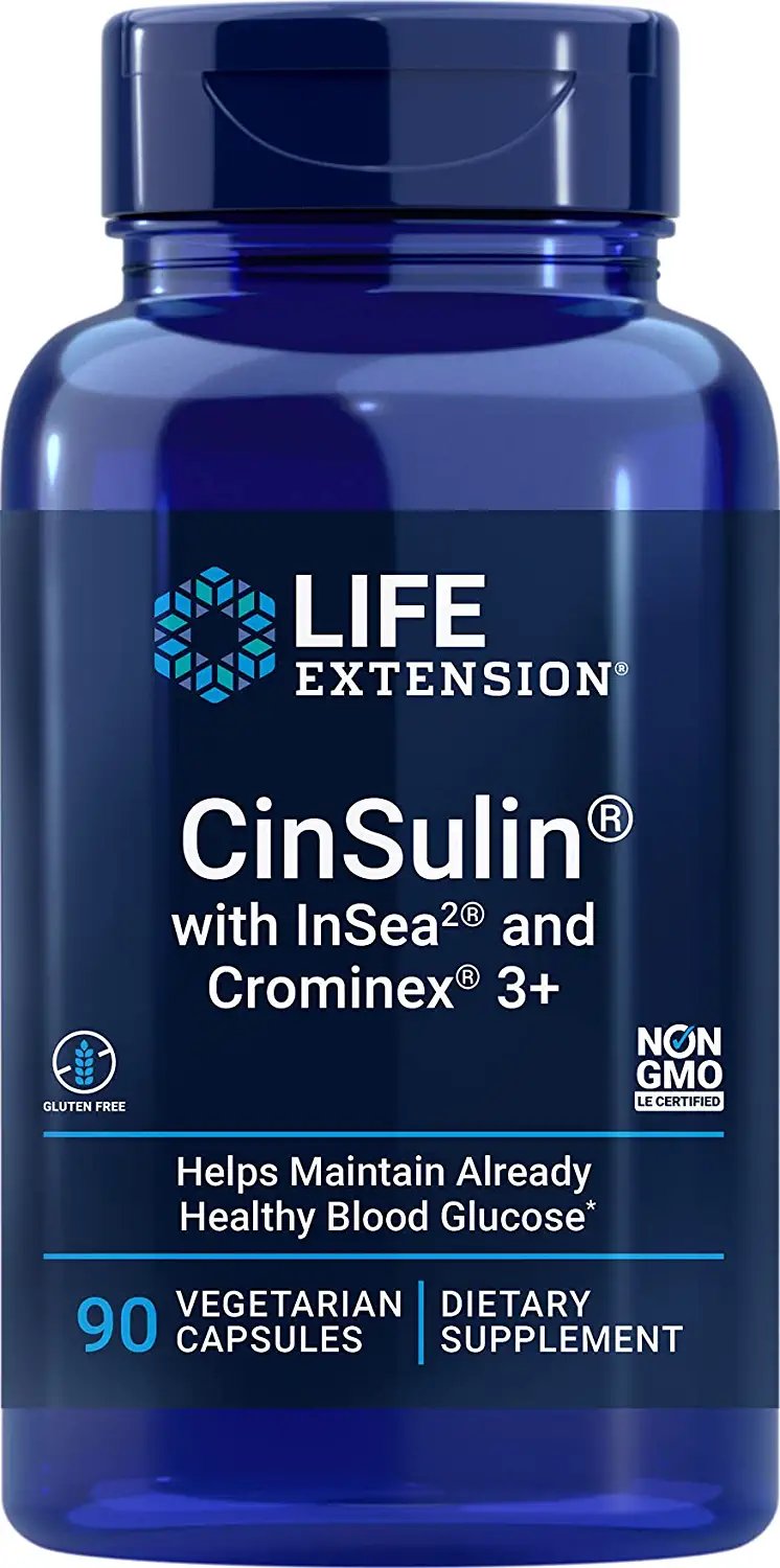 Life Extension CinSulin with InSea2 and Crominex 3+, 90 Vegetarian Capsules