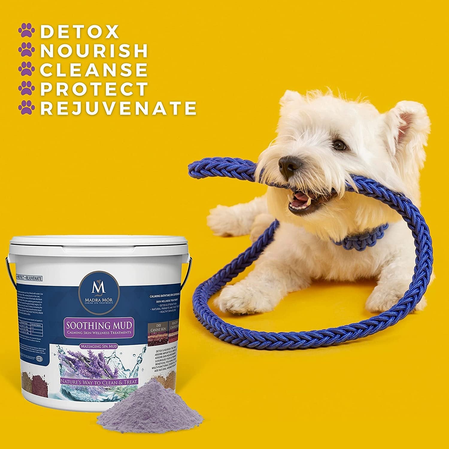 Madra Mor Massaging SPA Mud - Luxurious Dog Skin Wellness Treatment - Cleanse -  Protect - Rejuvenate - Soothing Mud - 1 Pack (7.5lb) - with Multi-Purpose Key Chain
