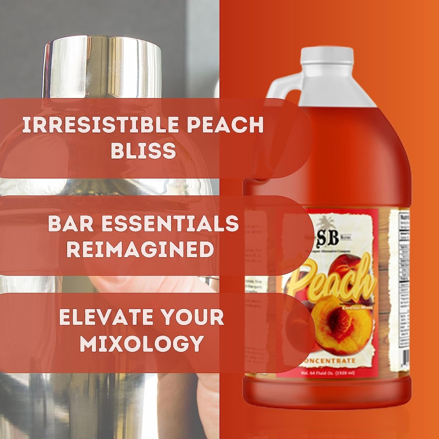 Specialty Blends Peach Flavored Syrup Cocktail Mixer Concentrate, Made with Organic Peach Flavor Syrups For Drinks, 1/2 Gallon (Pack of 1) - with Bonus Worldwide Nutrition Multi Purpose Key Chain