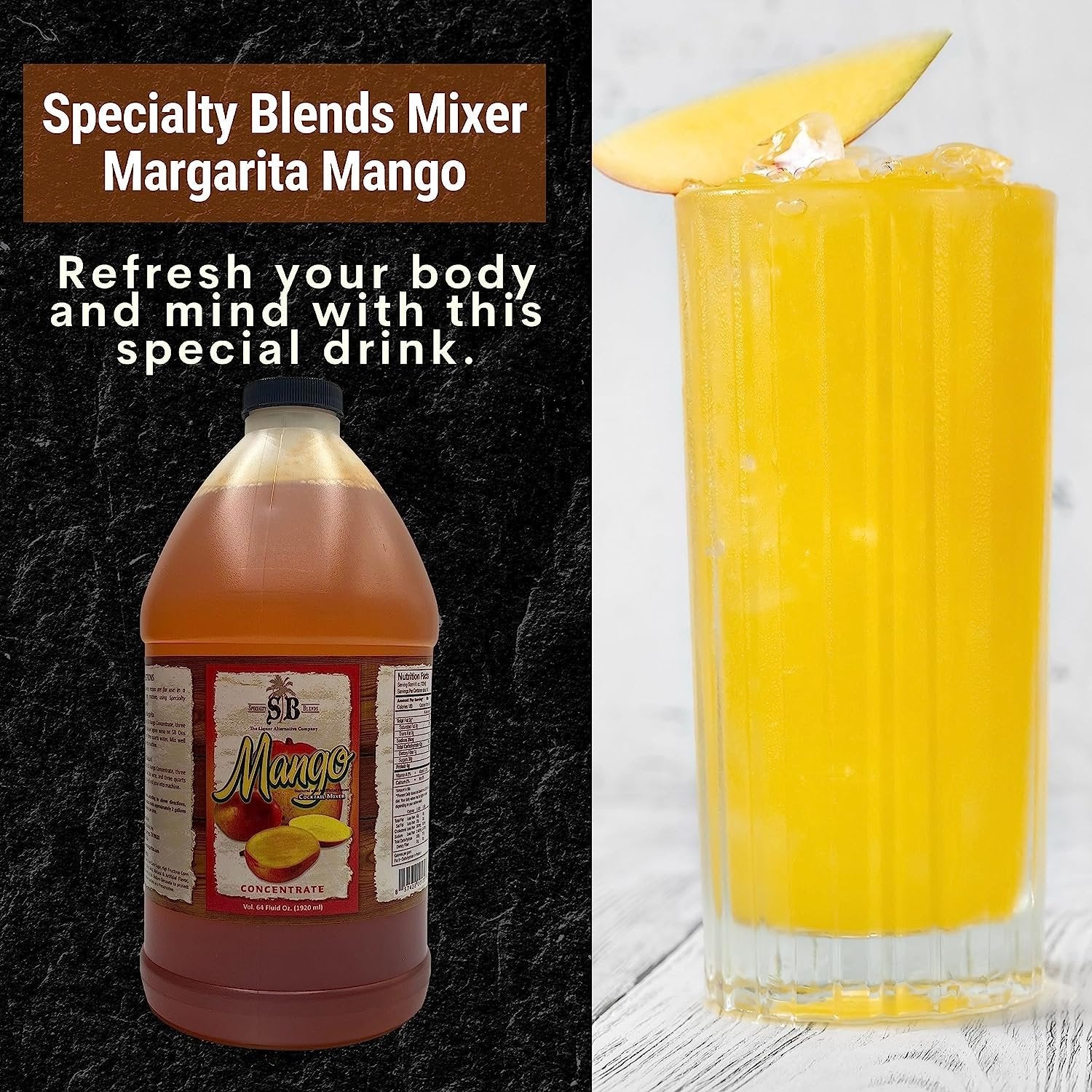 Specialty Blends Mango Syrup For Drinks - Cocktail Syrup Margarita Mix Concentrate, Made with Organic Mango 1/2 Gallon Drink Mix (Pack of 1) - with Bonus Worldwide Nutrition Multi Purpose Key Chain