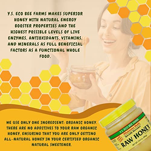 Y.S. Eco Bee Farms, Y.S. Organic Bee Farms, Wholesome Natural Raw Honey, Unpasteurized, Unfiltered, Fresh Raw State, Kosher, Pure, Natural, Healthy, Safe, Gluten Free, Specially Harvested, 14oz