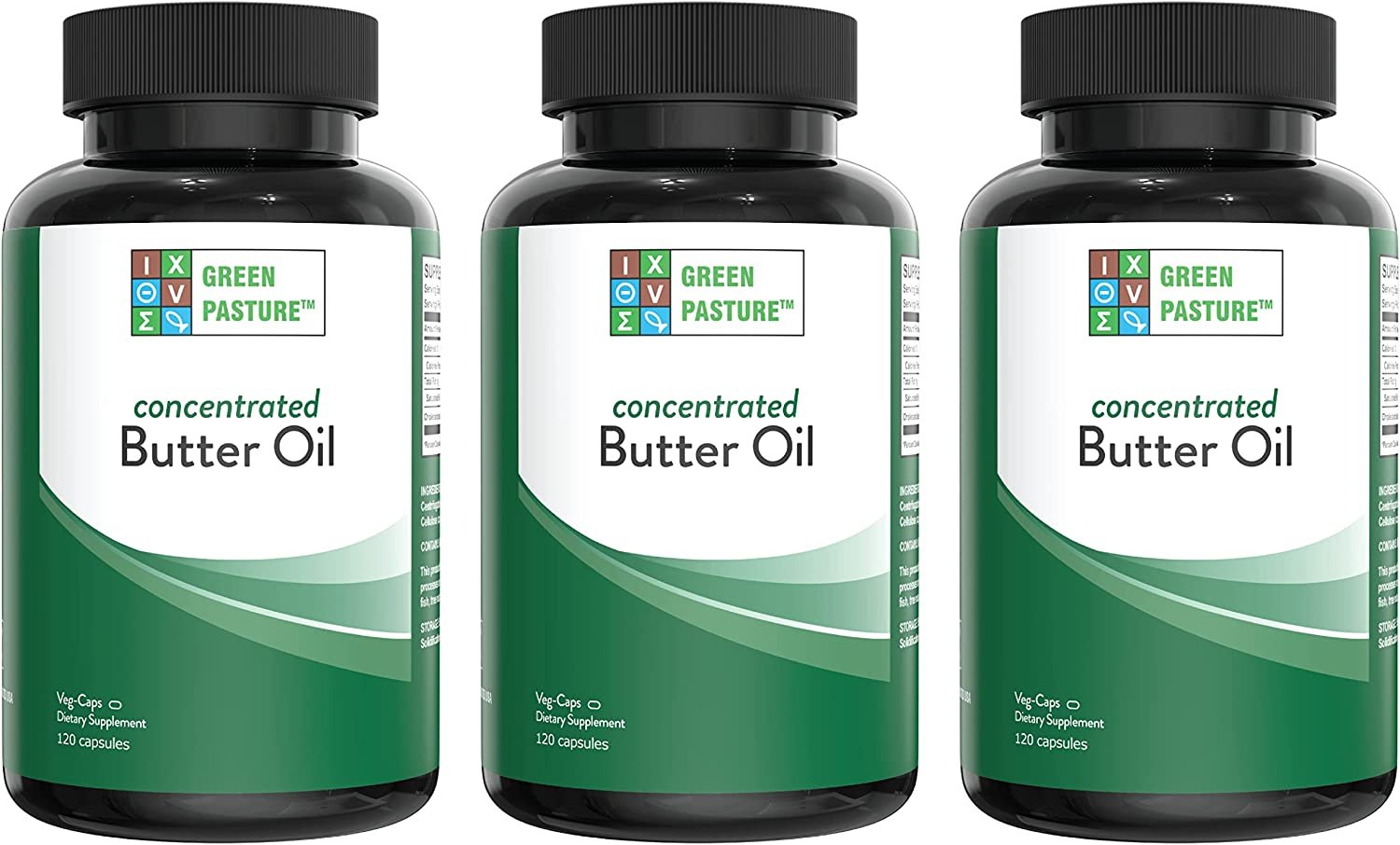 Green Pasture X-Factor Gold High Vitamin Butter Oil 120 Caps (3 Pack)