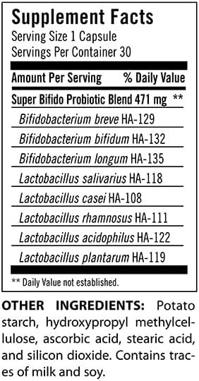 Flora Udo's Choice Super Bifido Plus 102 Billion CFU - Raw Probiotics for Men & Women with , Digestive Health Support, Bifidobacterium, Lactobacillus - 30 Veg Capsules