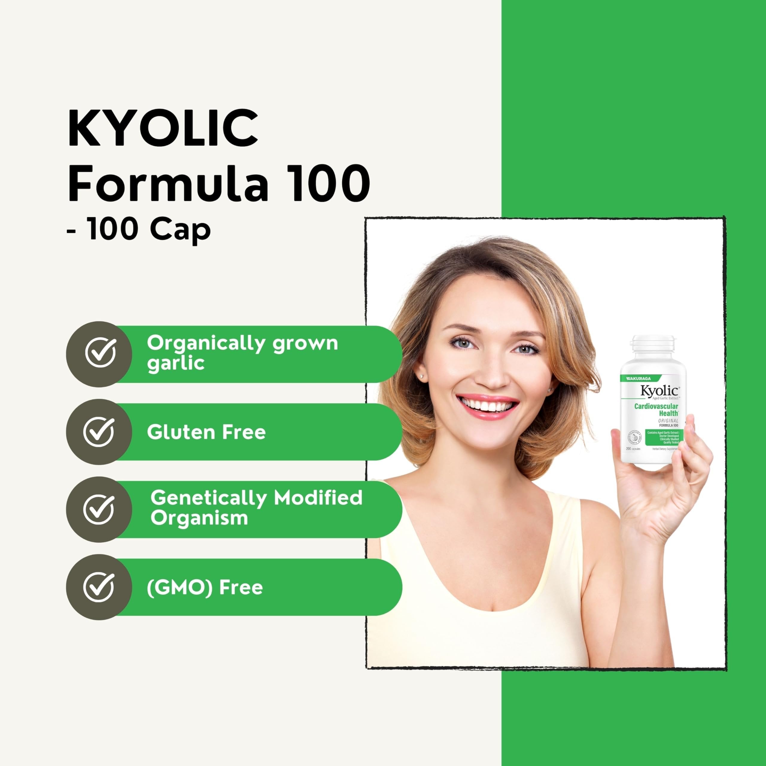Kyolic Aged Garlic Extract Formula 100, Original Cardiovascular, 100 Capsules and Keychain (Packaging May Vary)