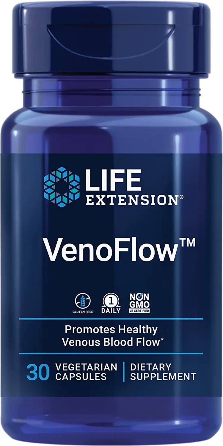 Life Extension VenoFlow - French Maritime Pine Bark and Soy Natto Extract Supplement for Healthy Blood Flow Circulation and Vascular Health – Gluten-Free, Non-GMO, Vegetarian – 30 Capsules