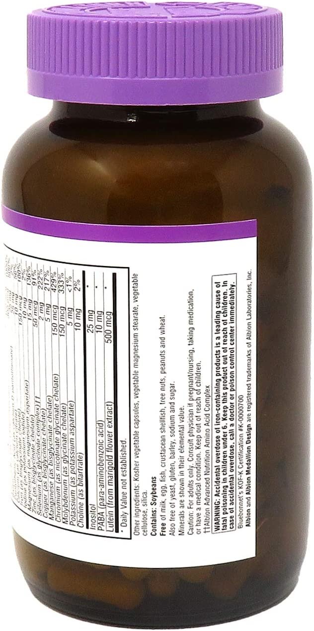 Bluebonnet Nutrition Multi One (With Iron) Vegetable Capsules, Complete Full Spectrum Multiple Vitamin Supplement, B Vitamins, Gluten & Milk free, kosher, 4 Month Supply, 120 Count