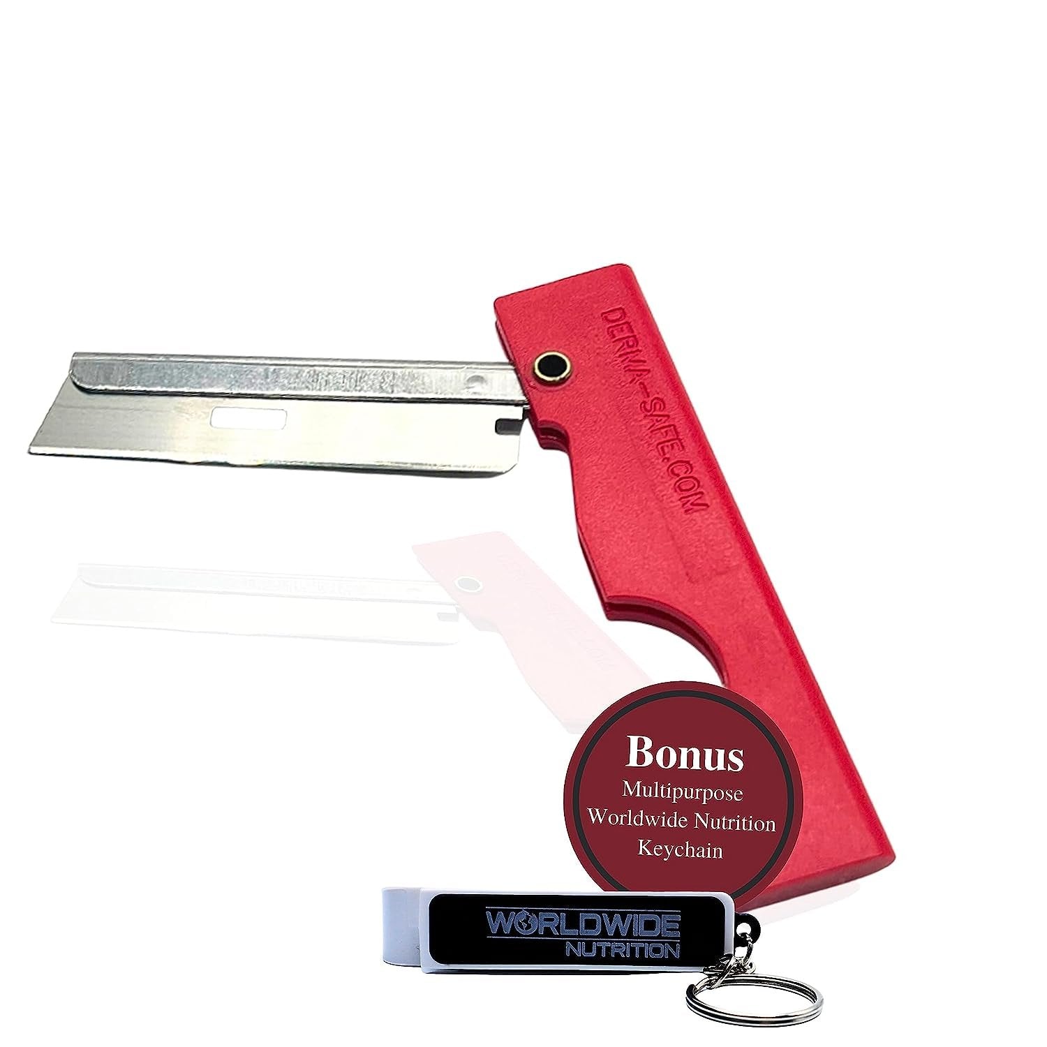 Derma-Safe Folding Utility Razor for Survival Utility and First Aid Kits - Mini Pocket Foldable Razor Blade, Folding Scalpel, (Red) 10-Pack