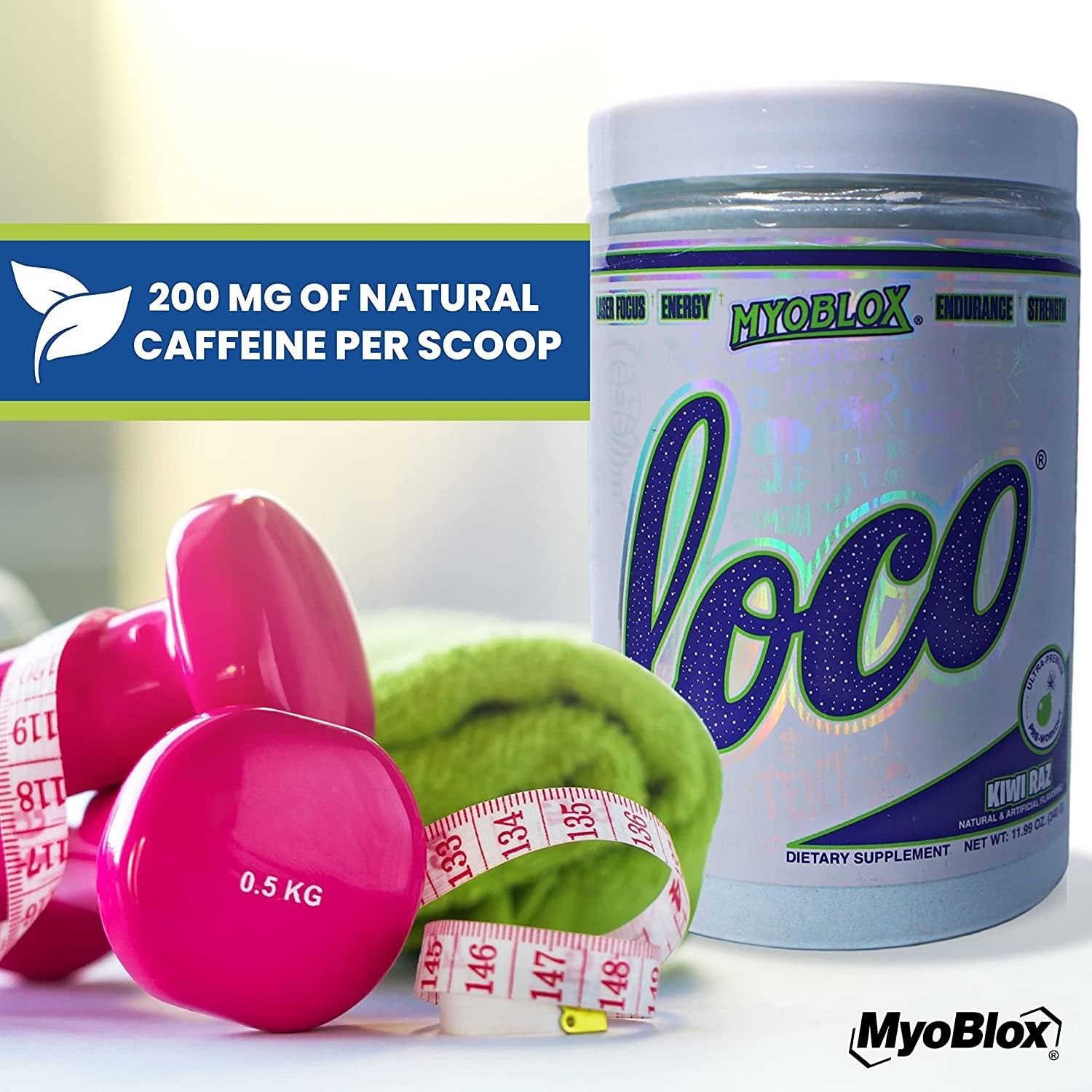 MyoBlox Loco Kiwi Raz Pre Workout - Preworkout for Men & Women | Workout Energy Drink for Energy, Focus, & Intensity | 40 Servings of Sports Nutrition w Worldwide Nutrition Multi Purpose Key Chain