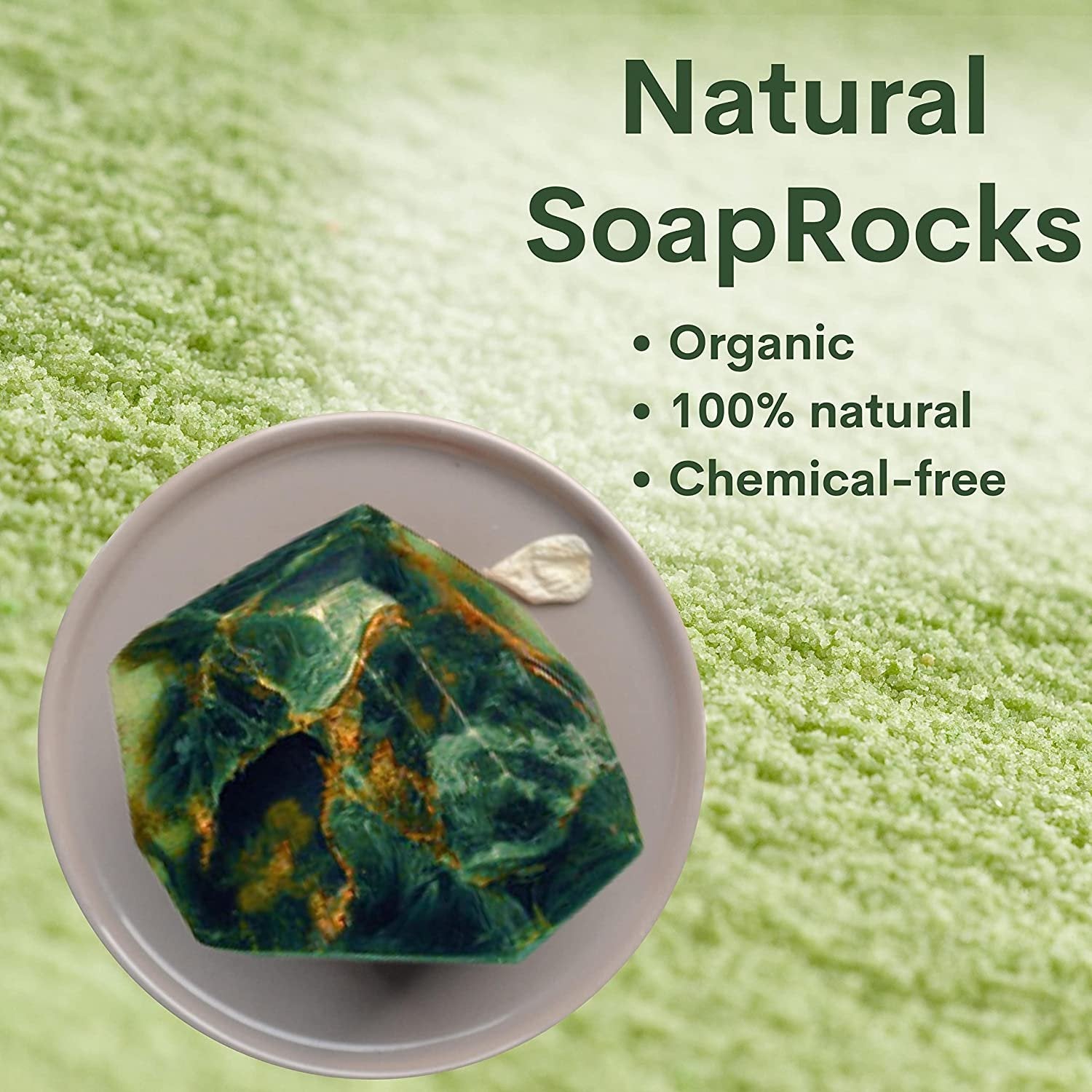 TS Pink Malachite SoapRocks - Bar Soap for Bath, Body, Face & Hand soap - Bathroom Decor & Bubble Bath Home Essentials - Bathroom Soap Gifts for Women & Men Gift Set - 6oz Bar with Bonus Key Chain