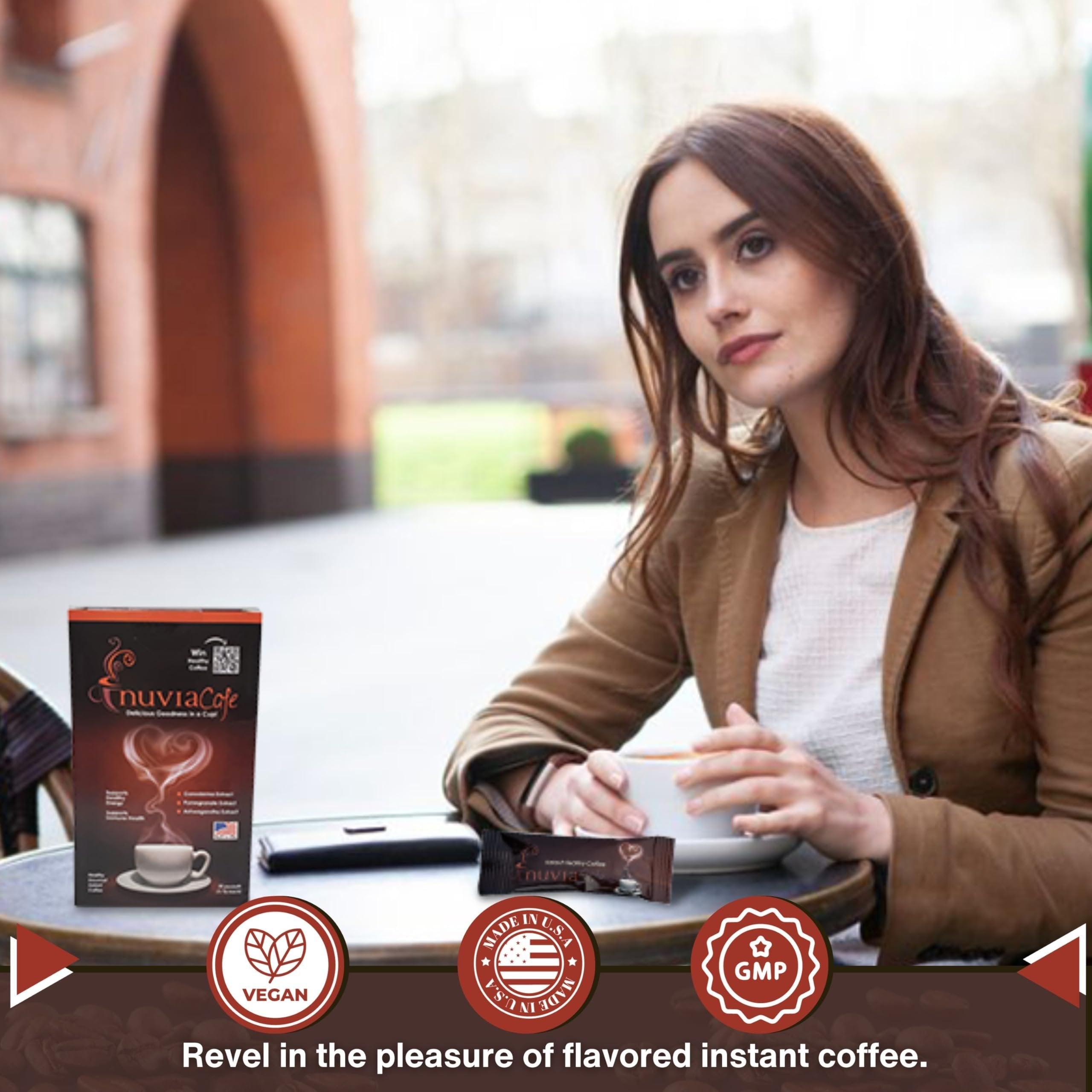 Nuvia Gourmet Instant Coffee - Dairy Free, Lactose Free, No GMOs, Soy Free, and Vegan Arabica International Coffee - 30 Coffee Packets Each Box