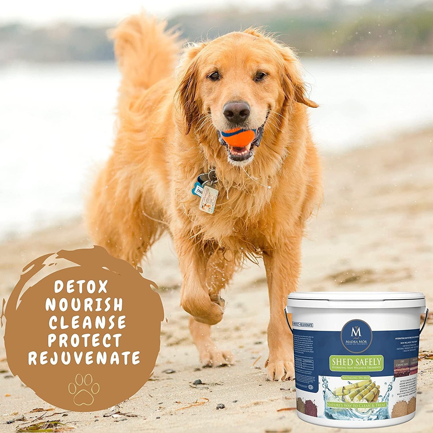 Madra Mor Massaging SPA Mud - Luxurious Dog Skin Wellness Treatment - Cleanse - Protect - Rejuvenate - Shed Safely - 1 Pail (7.5lb) - with Multi-Purpose Key Chain
