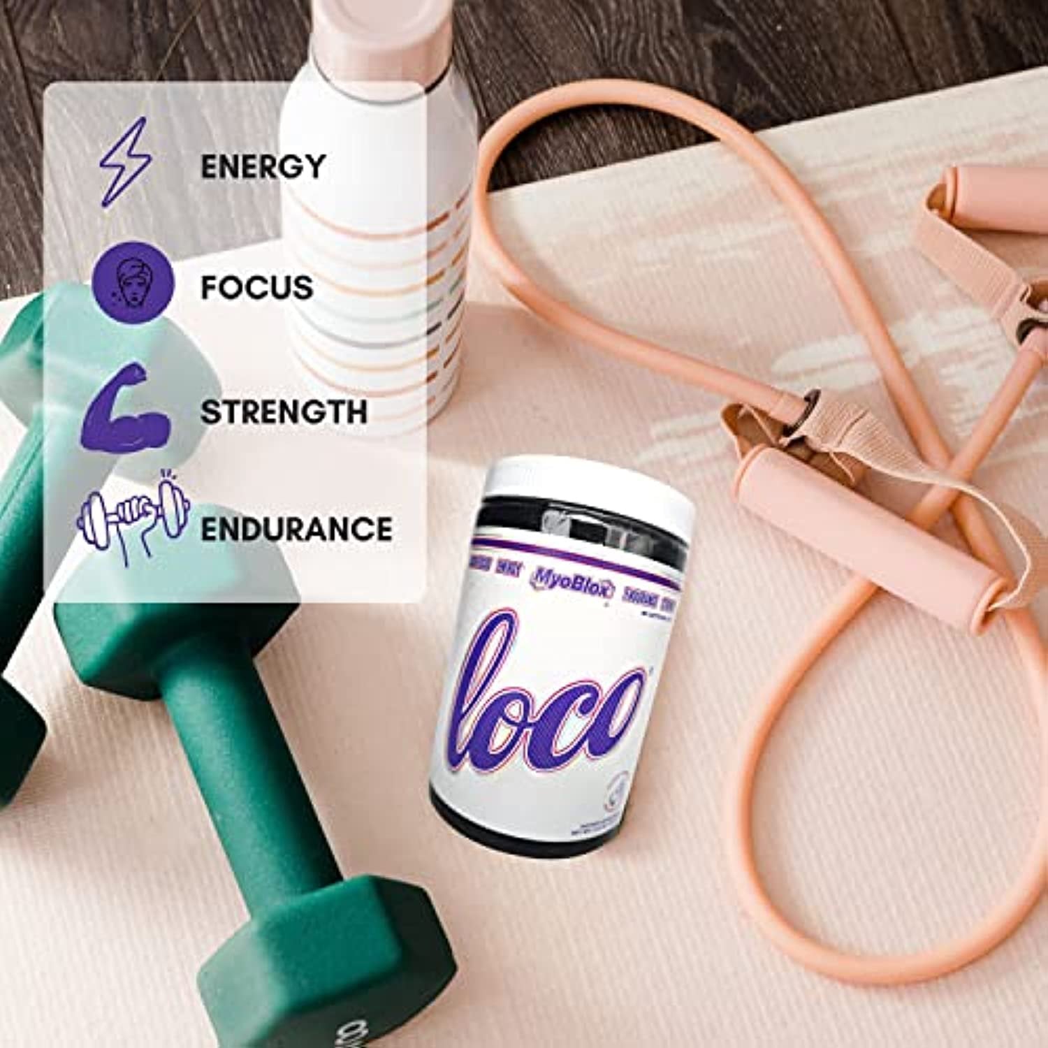 MyoBlox LOCO Pre-Workout Nitric Oxide Booster | Supports Muscle Pumps & Enhanced Vascularity | for Energy, Focus & Intensity | 400mg of Natural Caffeine per Scoop (Purple Haze) with Bonus Key Chain