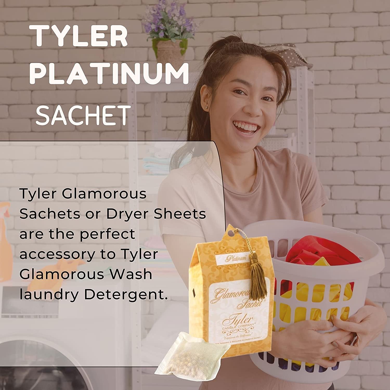 Tyler Candle Company Platinum Dryer Sheet Sachets - Glamorous Reusable Dryer Sheets - Sachets for Drawers and Closets - 1 Pack, 4 Sachets, Dryer, Home, or Personal Sachet, with Bonus Key Chain