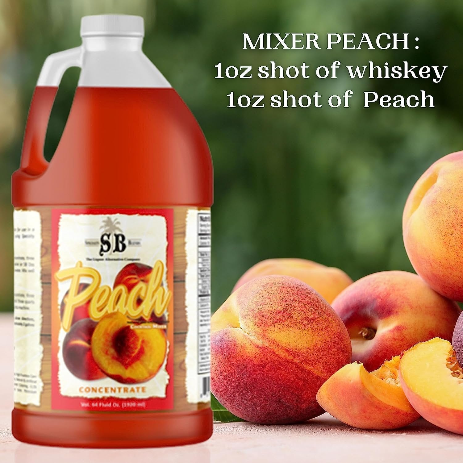 Specialty Blends Peach Flavored Syrup Cocktail Mixer Concentrate, Made with Organic Peach Flavor Syrups For Drinks, 1/2 Gallon (Pack of 1) - with Bonus Worldwide Nutrition Multi Purpose Key Chain