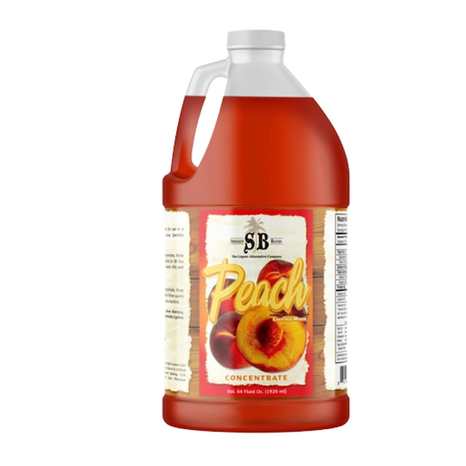 Specialty Blends Peach Flavored Syrup Cocktail Mixer Concentrate, Made with Organic Peach Flavor Syrups For Drinks, 1/2 Gallon (Pack of 1) - with Bonus Worldwide Nutrition Multi Purpose Key Chain