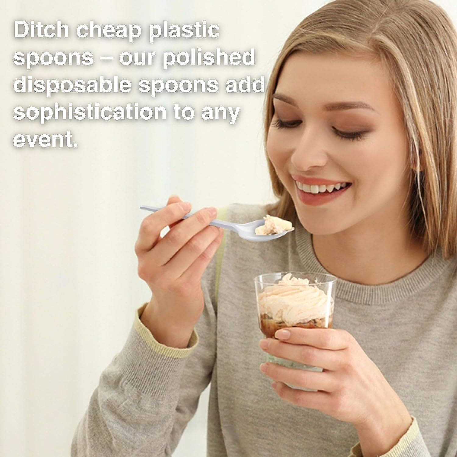 Solo Heavyweight Disposable 6-inch White Spoons Plastic Cutlery - 1 Box of 500ct with WWN Multi-Purpose Keychain